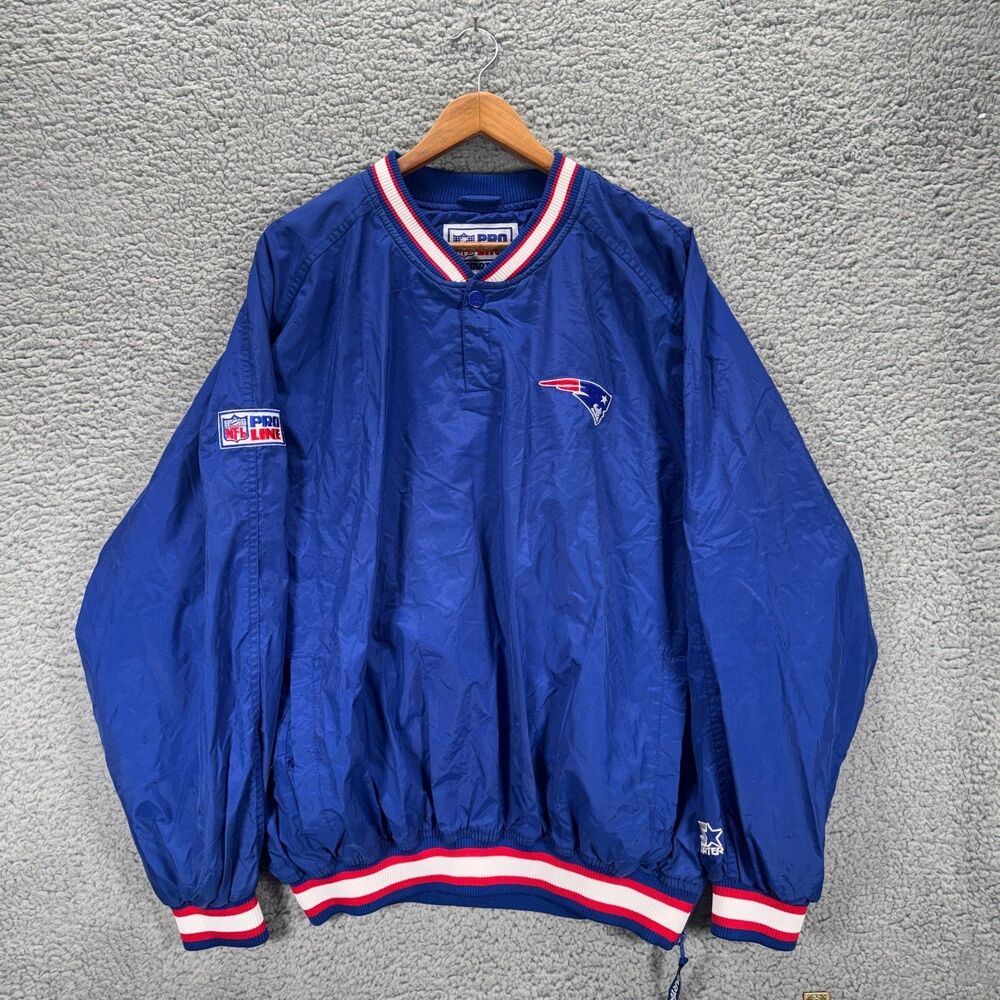 VTG New England Patriots Men XL Blue Starter NFL Pro Line Pullover Jacket 90s